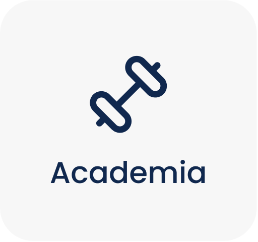 icone de peso de academia centralizado sobre a palavra academia